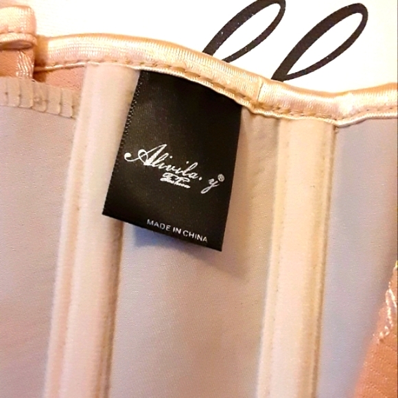 Romantic Blush Pink Brocade Corset Top - Picture 9 of 11